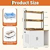 IDEALHOUSE 55" H Cat Litter Box Enclosure Hidden Litter Box Furniture Wooden Cat House with 2 Storage Shelves and Charging Sockets Large Indoor Cabinet for Living Room Entryway White&Rustic Brown