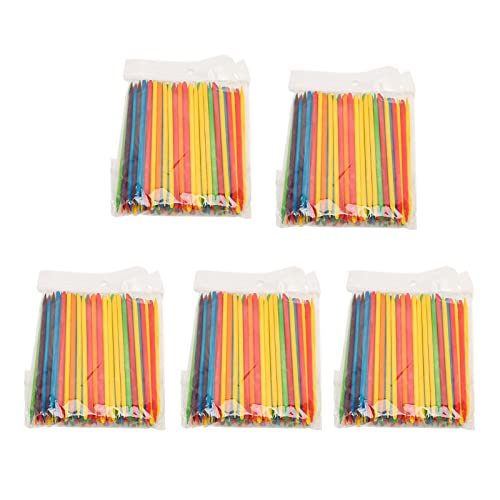 500 palitos laranja para unhas, coloridos e descartáveis de madeira dupla face para empurrar cutícul