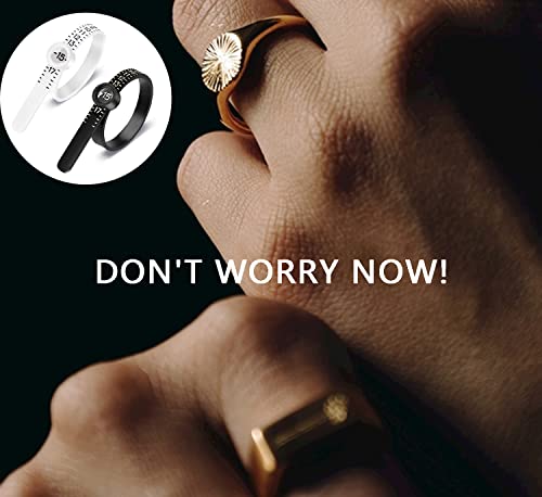 2-Piece Ring Size Measurement Tool Jronghe Reusable Finger Size Measurement Tape With Magnifying Glass, Jewelry Size Measurement Tool 1-17 Us Ring Size (1 Black + 1 White) #TOP4
