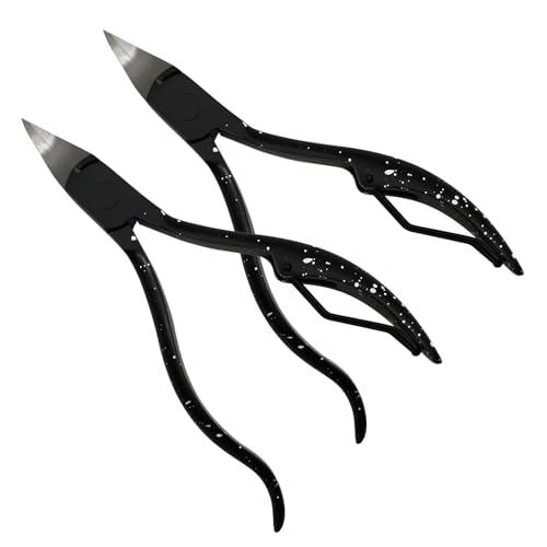 Coupe-ongles d'orteils épais et incarnés en acier inoxydable noir avec long manche ergonomique