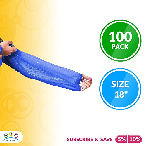 Amz Disposable Sleeve Protectors For Arms 18”, Blue Polyethylene Disposable Sleeve Covers For Arms 100 Pack, Protective Sleeves For Arms 2 Mil, Waterproof Protective Arm Covers With Elastic Ends #TOP1
