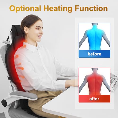 comrelax Vibration Back Massager with Heat for Chair, Massage Chair Pad with Waist Cooling & Neck Support, Seat Massager for Seniors, Office Workers, Fatigue & Pain Relief in Office, Home, Ideal Gift - Thumbnail 2