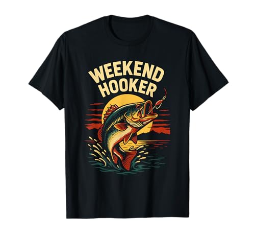 Weekend Hooker Funny Hombres Vintage Big Mouth Bass Fishing Camiseta