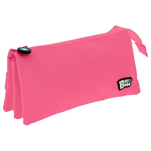 Grafoplás 37545454. Estuche Tres Compartimentos, Color Rosa, 23,5x12x14cm, Bits & Bobs