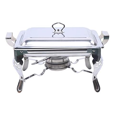Chafing Dishes Food Warmers, Stainless Steel Square Self-Service Stove, Stainless Steel Chafing Dish Buffet Warmer for Wedding, Parties, Banquet, Catering Events Cover