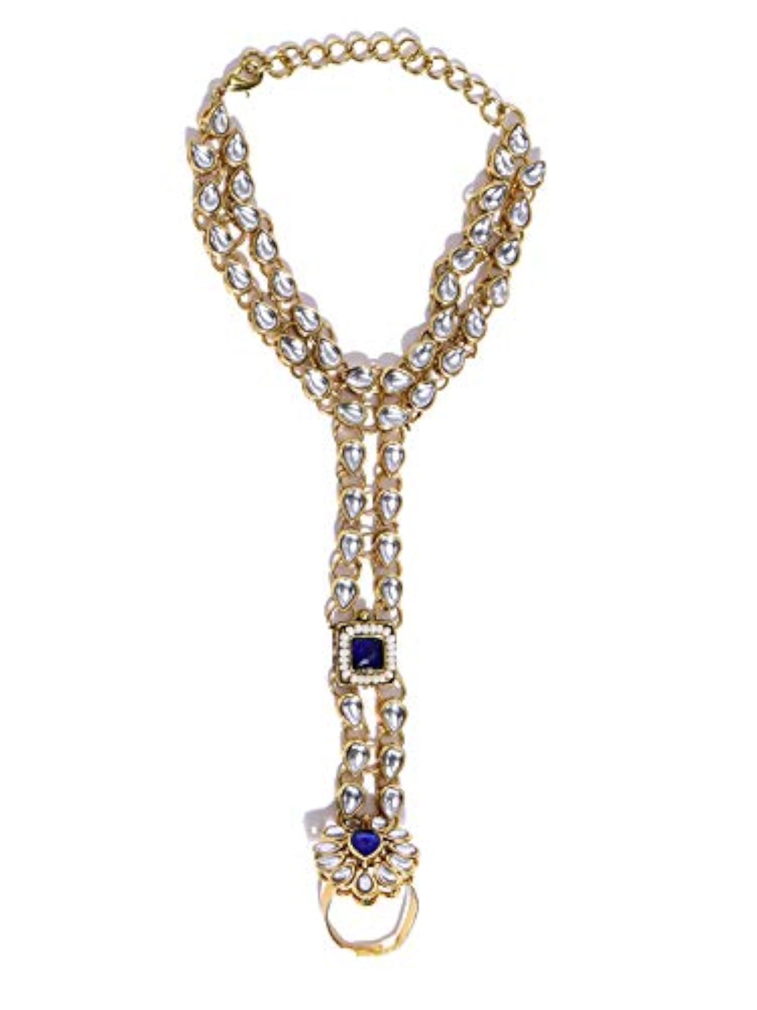 Women's Traditional Tone Kundan Ring Bracelet