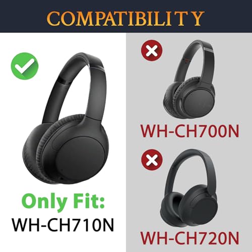 Image of SOULWIT Protein Leather Headband Cover for Sony WH-CH710N /WHCH710N /WHCH710 /CH710 (Do Not Fit WH-CH700N /WH-CH720N) Headphones, Replacement Headstrap Pad Repair Part - Black