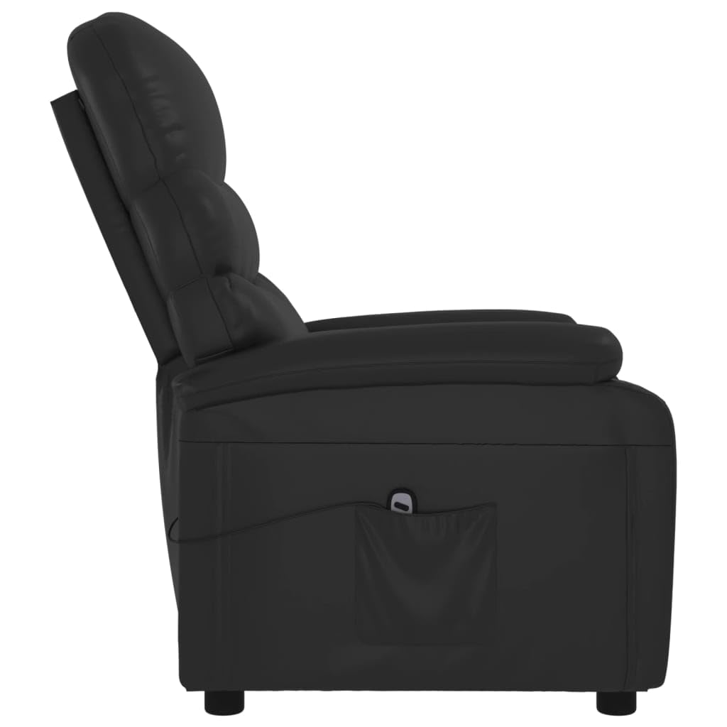 Fauteuil de relaxation électrique en cuir synthétique noir avec fonction allongée, dossier et repose-pieds réglables, cadre en bois stable, fauteuil rembourré confortable pour salon, salle de
