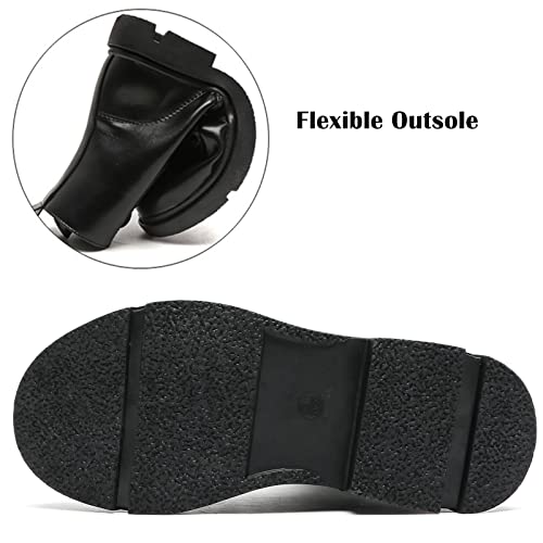 Kkdom Boys Girls Waterproof Lace Up Side Zipper Mid Calf Combat Boots Fur Lined Winter Boots(Toddler/Little Kid/Big Kid) Black Us Size 12 M Little Kid #TOP5