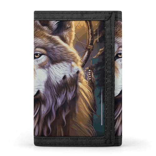 Wolves And Dream Catchers Slim Wallets for Men Money Clip Card Holder Wallet Men's Trifold Wallet And Coin Pocket