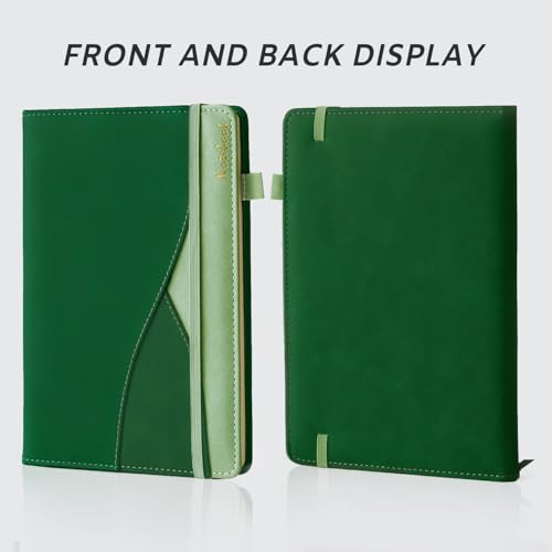 Carnet de notes ligné B5 couverture rigide cuir végétalien vert