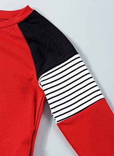 Image of SELINK Girls Big Kids Long Sleeve Striped Color Block Pocket Tees | Casual Loose Fit With Side Pockets,Soft Stretch Polyester Blend For Big Girls Daily&Back To School Wear