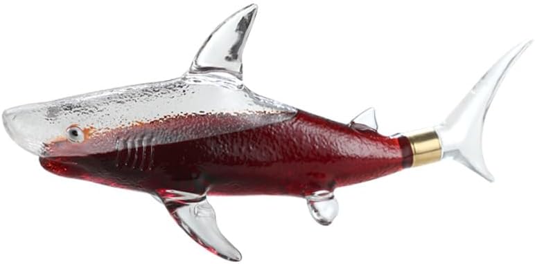 Decantadores de vino 33.8 fl oz Tiburones Decantador de whisky Botella de vino de vidrio Decantador de licor para whisky, escocés, vodka de bourbon