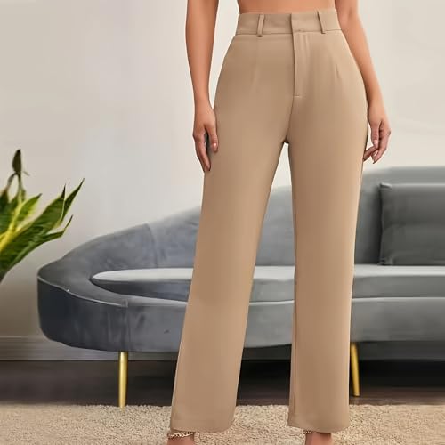 Womens Wide Leg Dress Pants High Waisted Lounge Straight Leg Pant Loose Dressy Casual Work Business Slacks Suit Pants2