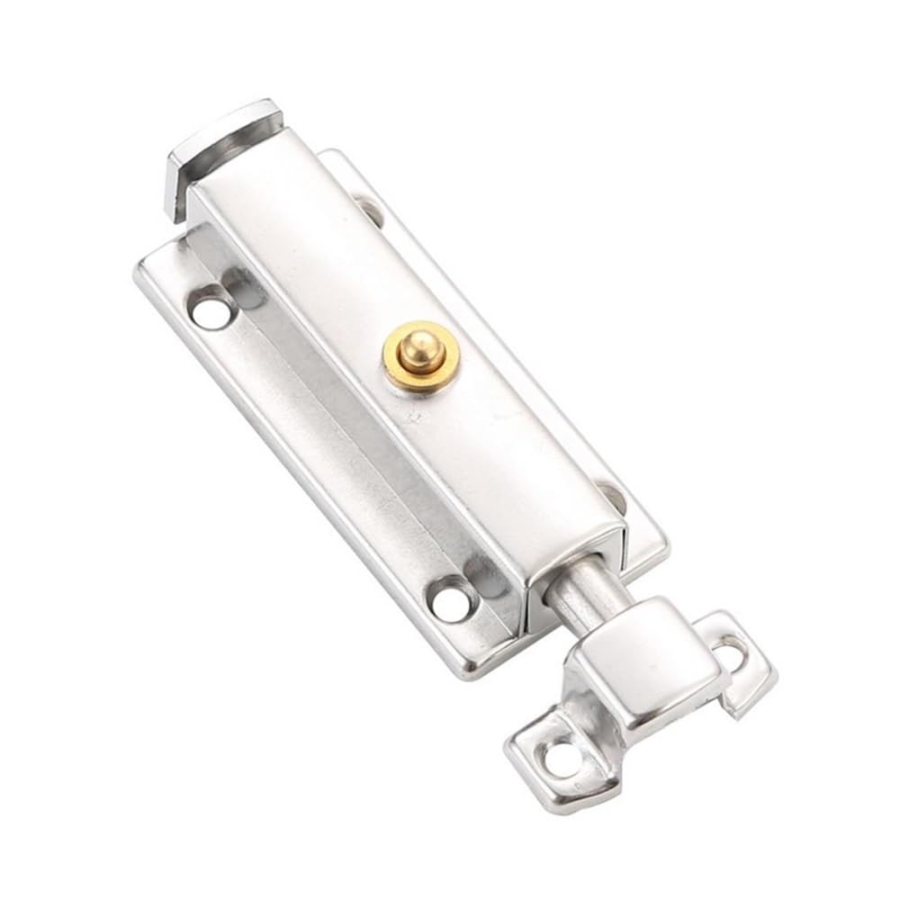 Palut Silver 2Pcs 3 Inch Stainless Steel Bolt,Automatic Spring Latch,Sliding Lock(Silver)