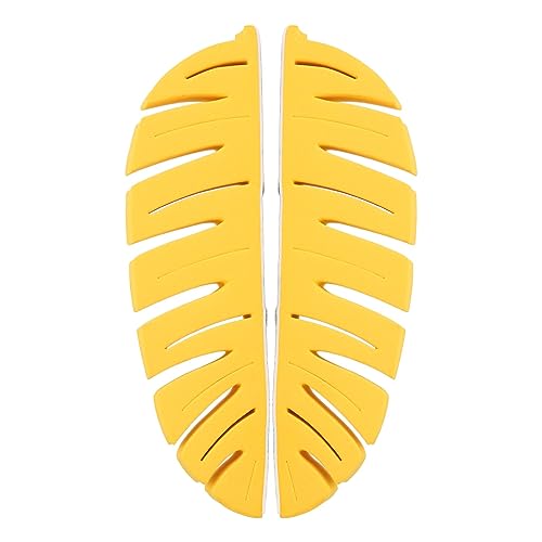 2 Pièces Support de Séchage de Pinceaux de Maquillage, Support de Support de Pinceau, Support de Support de Sèche-pinceau de Maquillage Polyvalent en Forme de Feuille avec (Jaune)