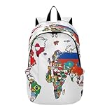 Bolaz Travel Backpack Laptop Backpack College Computer Bag Gift National Flag World Map for Men & Women