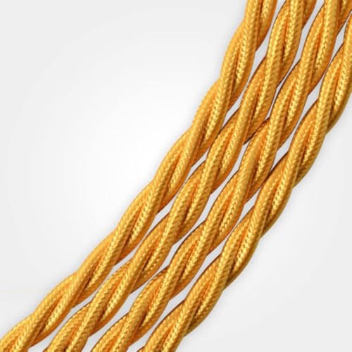 Image of LEDSone Gold 18 AWG Fabric Covered Electrical Wire 32.8ft 3 Conductor Twisted Cord 0.75mm Tinned Copper PVC Cable for Pendant Lights Chandeliers Lamp Rewiring DIY Indoor Projects