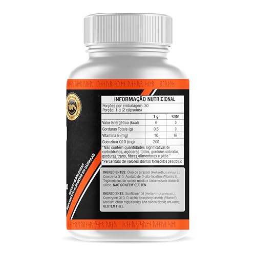 Coenzima Q10 200 Mg + Vitamina E, TCM (triglicerídeos de cadeia média), 60 cápsulas, Matéria Prima I