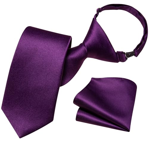 Image of Barry.Wang Boys Ties Pre-Tied Satin Solid Color Kids Tie Pocket Square Set Adjustable Formal Necktie Graduation School