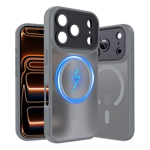 Aunote iPhone17pro ケース 精密カメラ保護 MagSafe対応 薄型 軽量 米軍MIL規格 耐衝撃 黄変防止 耐久性 スマホケース Phone17pro ケース カバー グレー