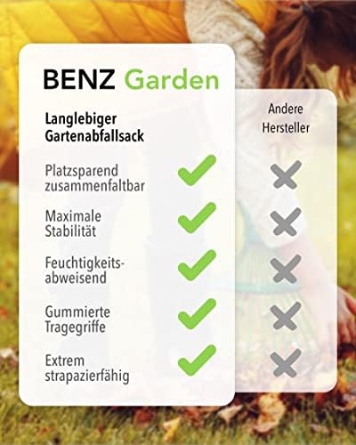 Benz Garden Worek na odpady ogrodowe składany worek na liście z wytrzymałej tkaniny lnianej worek ogrodowy do dużych obciążeń torba ogrodowa worek na trawę 1 x 125 litrów