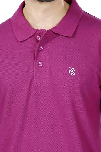 Image of KAUS & SHAN Men's Pure Cotton Regular Fit Solid Half Sleeve Casual & Semi Formal Office Wear Polo T-Shirt