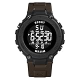 子供 腕時計 アラーム デジタル 光る時計 夜でも見える キッズ 男の子 小学生 女の子 スポーツウォッチ 防水 多機能 LEDアナログ表示 アラート 日付 曜日 ストップウォッチ アウトドア 卒園 入学祝い記念品 誕生日 プレゼント(ブラウン)