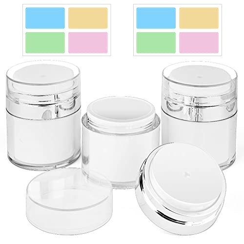 HOTUT Airless Pumpspender, 3 Stück 50ml Creme Pumpspender, Nachfüllbar Vakuum Kosmetikbehälter, Leer Lotion Pumpflasche mit Deckel für Reise Home Verwendung