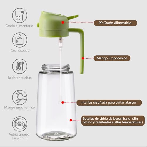 Miniatura 5 de Sweet View 470ml 2 En 1 Dispensador De Aceite Y Pulverizador De Aceite, Vertedor Dispensador De Aceite De Oliva Para, Cocina, Cocinar,Freidora De Aire,Ensalada, Barbacoa Verde