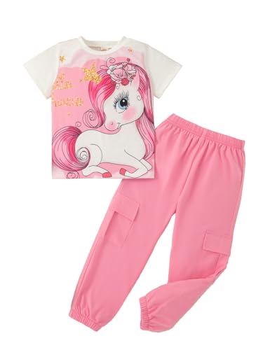 Image of Kids Toddler Girl Clothes Letter Print Graphic Top and Jogger Pants 2PC Summer Clothing Set