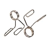 Power Systems Olympic Spring Barbell Collars, Pinch Spring Collars for Olympic Size Weight Training Bars, 2-Pack, Steel Chrome (50440)