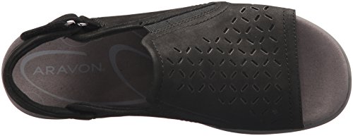 Aravon Women's Beaumont Peep Sling Sandal, Black, 7 2A Us #TOP4