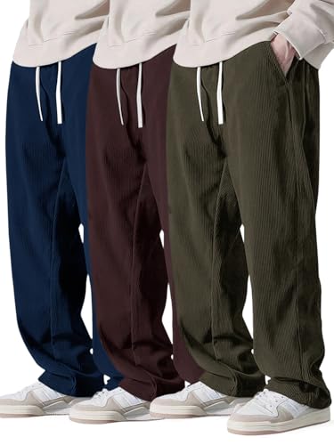 Image of Pinkmint Men's Stretchable Ribbed Track Pants | Poly Lycra Relaxed Fit Trousers | Elastic Waist Drawstring Joggers | Casual, Gym, Lounge Wear for Men