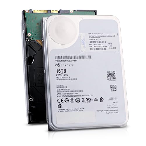 Seagate/IBM Exos X16 16TB Enterprise Hard Drive HDD SAS 12Gb/s 256MB Cache 7200 RPM 512e/4Kn CMR Helium Sealed 3.5in Hard Drive ST16000NM002G