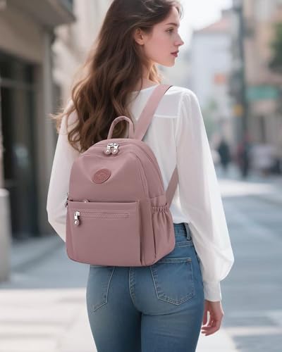 Image of Tanweibago Mini Nylon Women Backpacks,11L Small Ladies backpacks Casual Lightweight Women Shopping Travel Daypack (Dust Pink)