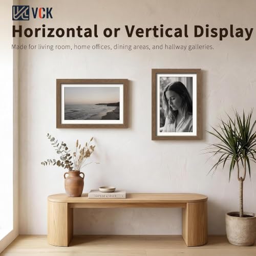 Image of VCK 11x17 Picture Frame 5 Pack, Walnut Exclusive Wood, HD Glass, for Print