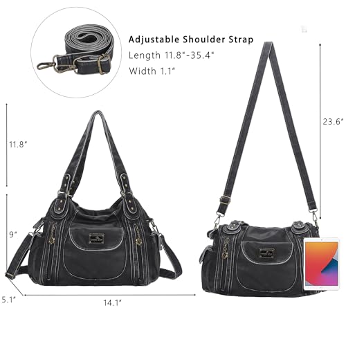 Image of Angel Kiss Purses for Women, Large Shoulder Bag Hobo Tote Purse Mutipocket Faux Leather Satchel Hobo Purse