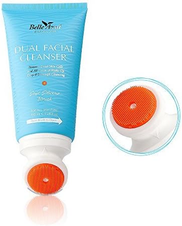 Belle Azul Dual Facial Cleanser - Cleanses and Exfoliates - Removes blackheads - Freshens and Revitalizes the skin - Includes a silicone applicator brush / 150 ml - Made in Spain