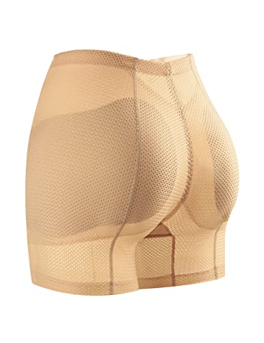 Carinaca Women Hip Dip Enhancer Padded Butt Lifting Underwear Seamless Panties Breathable Booty Shorts Shapewear Firm Control (Beige, Small) #TOP1