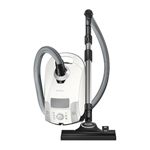 Miele Compact C1 Pure Suction Bagged Canister Vacuum with High Suction Power Designed for Hard Floors and Low Pile Carpet in Lotus White
