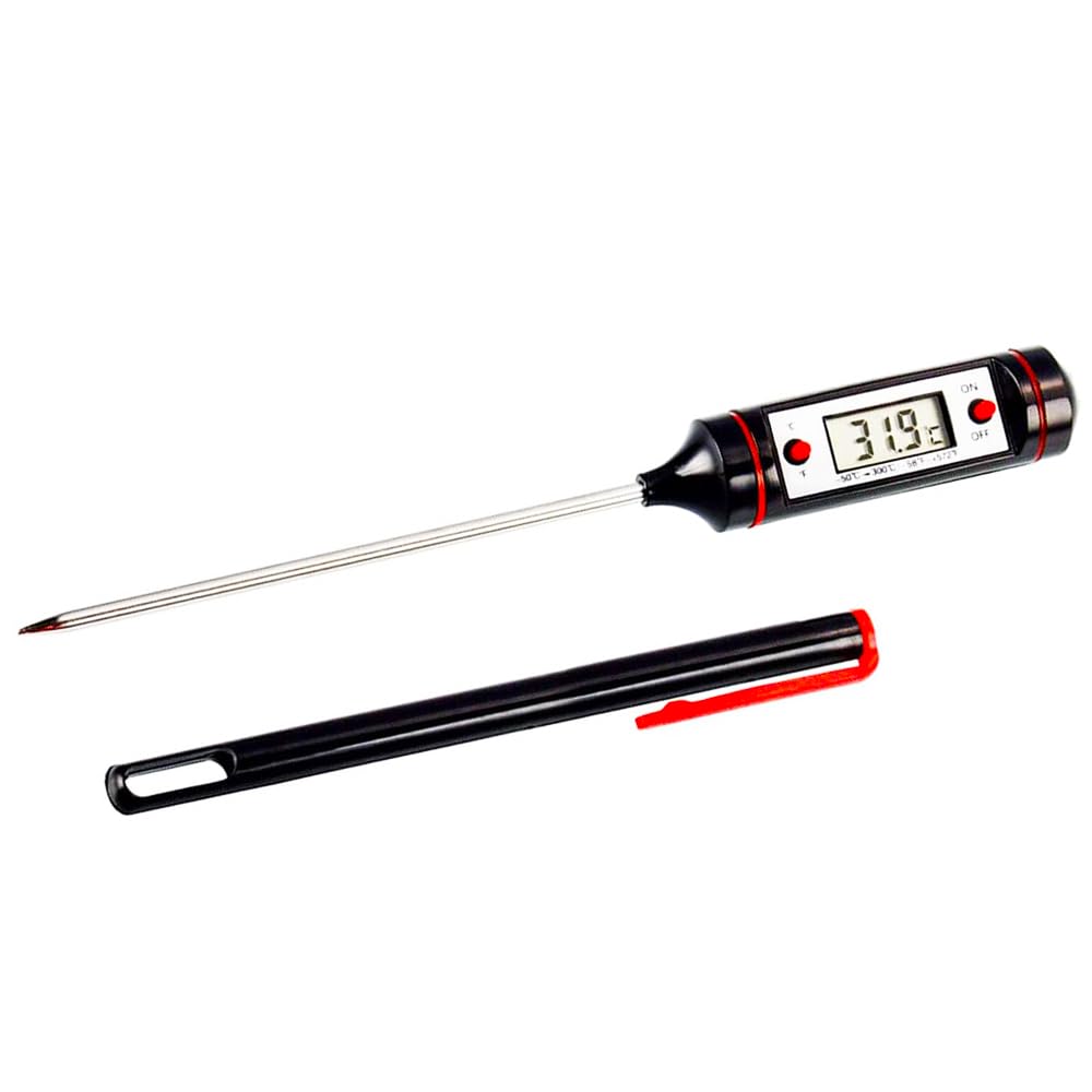 Termómetro de Cocina Digital con Sonda para BBQ, Carne, Vino, Lectura Instantánea en Pantalla LCD