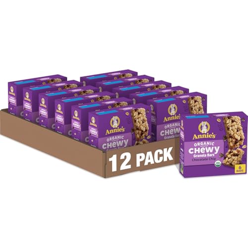 Annie's Organic Chewy Granola Bars, Chocolate Chip, 6 Bars, 5.34 oz (Pack of 12)