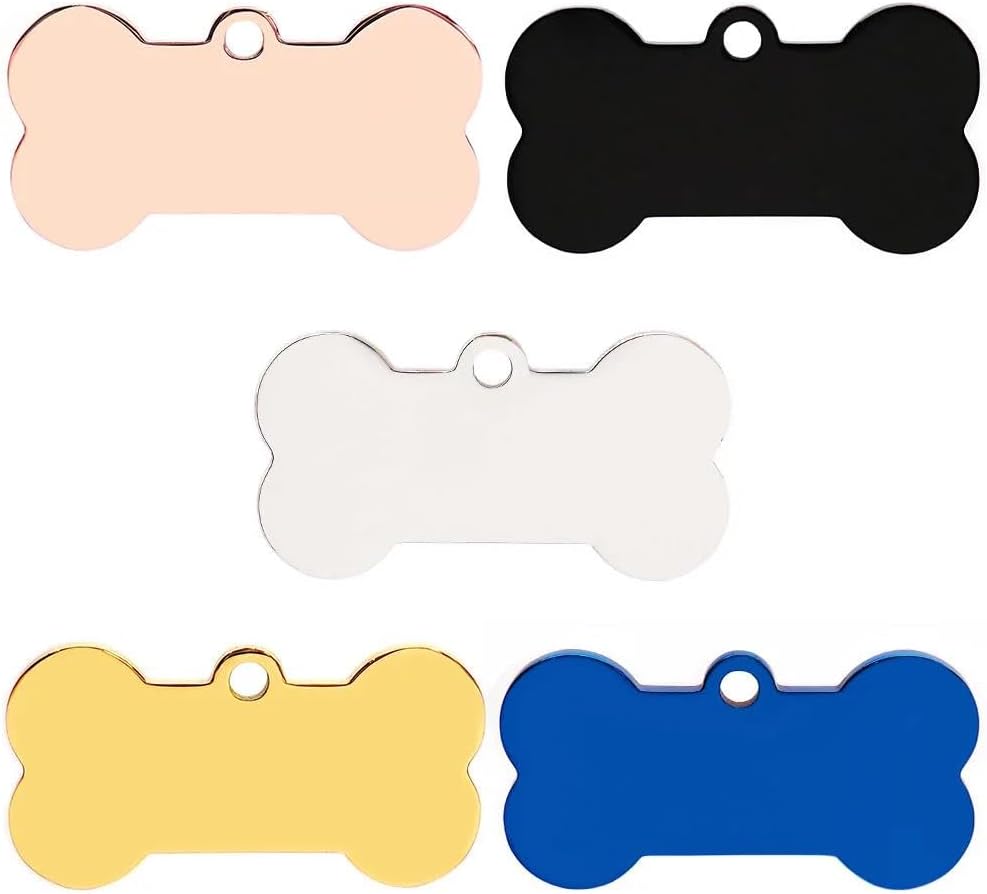 100 PCS Stainless Steel Blank Dog ID Tag Custom Engraved Dog Tag Nameplate Pet Accessories Engravable Pet DIY Tag Nameplate Anti-Loss Cat and Dog Tag Nameplate,Mix Colour,M-40x21x1.7mm