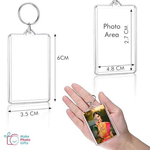 Image of Customised Photo Keychain Both Side | Personalized Double Sided Acrylic Photo Frame (Rectangle) | Anniversary & Birthday Gift for Couple | Bike Car Accessory
