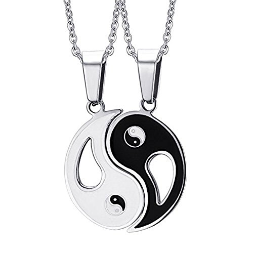 2 Pieces Stainless Steel Best Friend Puzzle Matching Set Chinese Style Couples Pendant Necklace 1 Pair For Men & Women Valentine's Day Gift #TOP9
