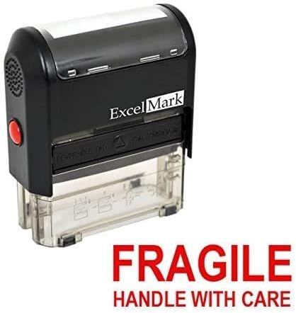 Fragile Handle with Care - Self Inking Rubber Stamp - Red Ink