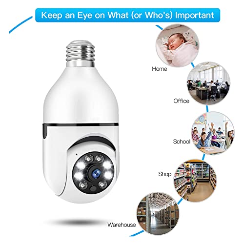 Atsitk Light Bulb Security Camera, Light Bulb Camera Wifi Outdoor, Fhd 1080P 360° Panoramic Ptz 2.4G Wireless Smart Ip Cameras For Home/Baby/Pet, Color Night Vision, Two Way Audio, Motion Tracking #TOP3