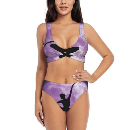Bikini de danza para mujer con corte de pierna alta y diseño triangular de dos piezas