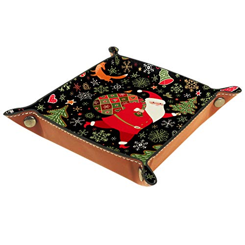 Preisvergleich Produktbild rodde Männer Frauen Schmuck Schlüsselfach,Ordentlich Tablett,Weihnachtsmann mit Geschenkpaket,Taschenleerer Leder,Elegantes Geschenk